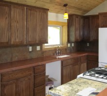 Oak kitchen cabinets with dark walnut stain, Blue Lake, CA