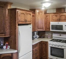 Oak kitchen cabinets, with a medium walnut stain - Fortuna, CA