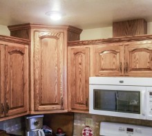 Oak kitchen cabinets, with a medium walnut stain - Fortuna, CA