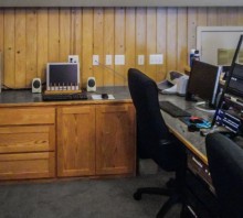 Oak audio center with laminate counter, Fortuna, CA